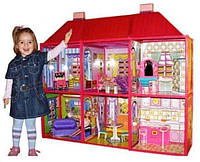 Ляльковий будиночок для ляльки типу Барбі 6983 меблі, 2 поверхи, 6 кімнат, 108х93х37 см