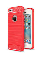 Чехол Carbon для Iphone 5 / 5s / SE Бампер оригинальный Red