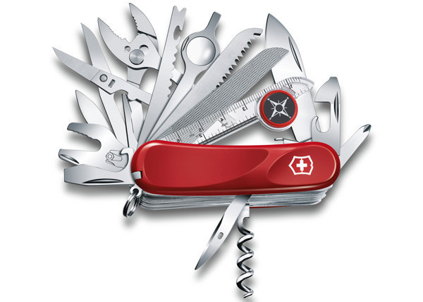 2.5393.SE Ніж Victorinox Delemont, "Evolution S54", 85мм, червоний, подар.коробка
