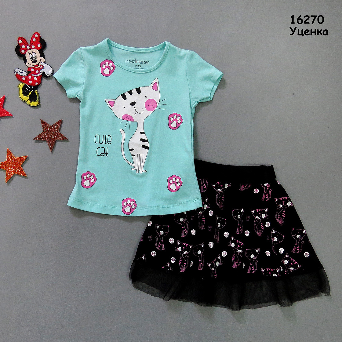 Уцінка - Літній костюм "Котик" для дівчинки. 1 рік, фото 1