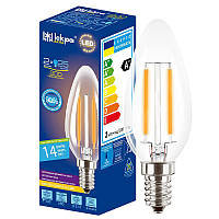 Лампа светодиодная декоративная филаментов СВЕЧА LED Bulb В35, 4Вт, 3000К, 220B, (E14)