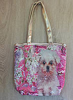 Стильная летняя городская, пляжная сумка с пайетками и принтом собачка, ассортимент цветов