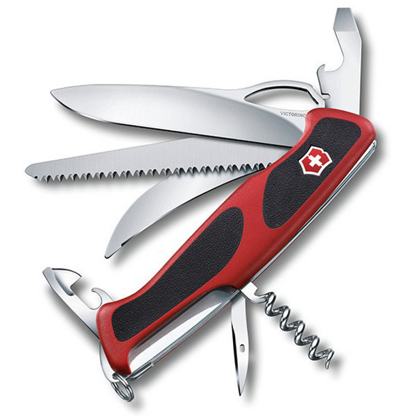 0.9583.MC Ніж Victorinox Delemont, "RangerGrip 57 Hunter", 130 мм, червоний / чорний