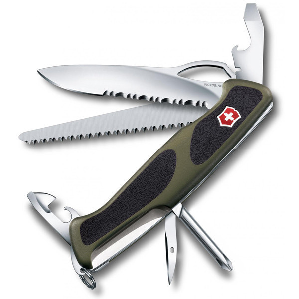 0.9663.MWC4 Ніж Victorinox Delemont, "RangerGrip 178", 130 мм, зелений / чорний