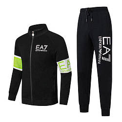 Спортивний костюм EA7 Emporio Armani Athletic Cotton Tracksuit 88233 XL Чорний з салатовим (88233)