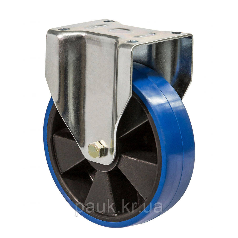 Колесо 5707-M-100-R, Ø 100 мм, 57 Medium, неповоротне посилене колесо з роликовим підшипником, поліамідне колесо з кронштейном, фото 1