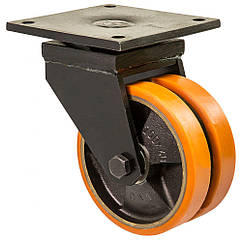 Колесо 5802-ТН-100-B, Ø 100 мм, 58 Twin Hard, поворотне колесо здвоєне, колесо з кронштейном, вантажне колесо чавунне