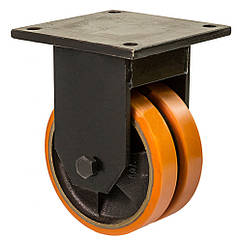 Колесо 5807-ТН-175-B, Ø 175 мм, 58 Twin Hard, неповоротне колесо здвоєне, великовантажне колесо з кронштейном, чавунне колесо