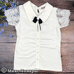 Нарядна блузка молочного кольору для дівчат Розміри:116 і 164 см (6674-1)