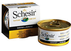 Вологий корм для кішок консерва Schesir (Шезир) Cat Tuna Surimi тунець з сурімі в желе, банку 85 г