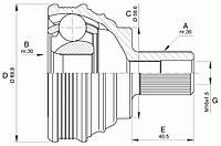 Шрус наружный VW Passat B6, Golf V, Touran, Caddy 04- 1.2TFSI-2.0TDI 1K0498099