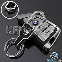 Брелок для авто ключів BMW M (БМВ М) металевий, з карабіном, шкіряною вставкою