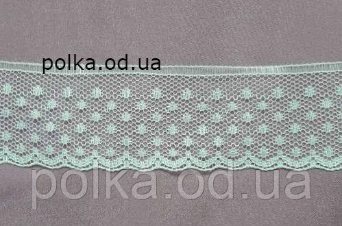 Мереживо молочне сітка "горошки", ширина 3 см, нестрейчеве