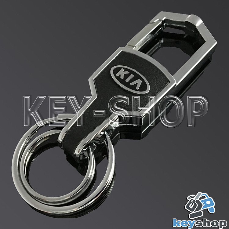Брелок для авто ключей KIA (КИА) металлический с карабином и кожаной вставкой - фото 2 - id-p717904402