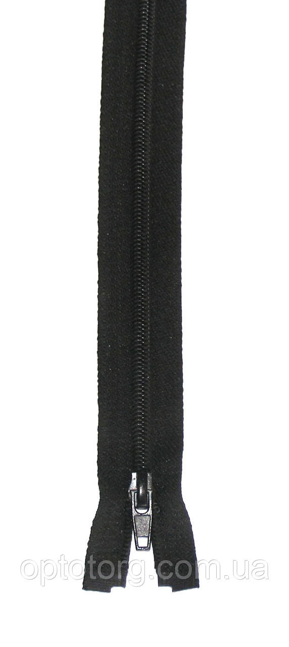 Спіральна блискавка Чорна 50см Тип 5 роз'ємна пластикова с одним бігунком