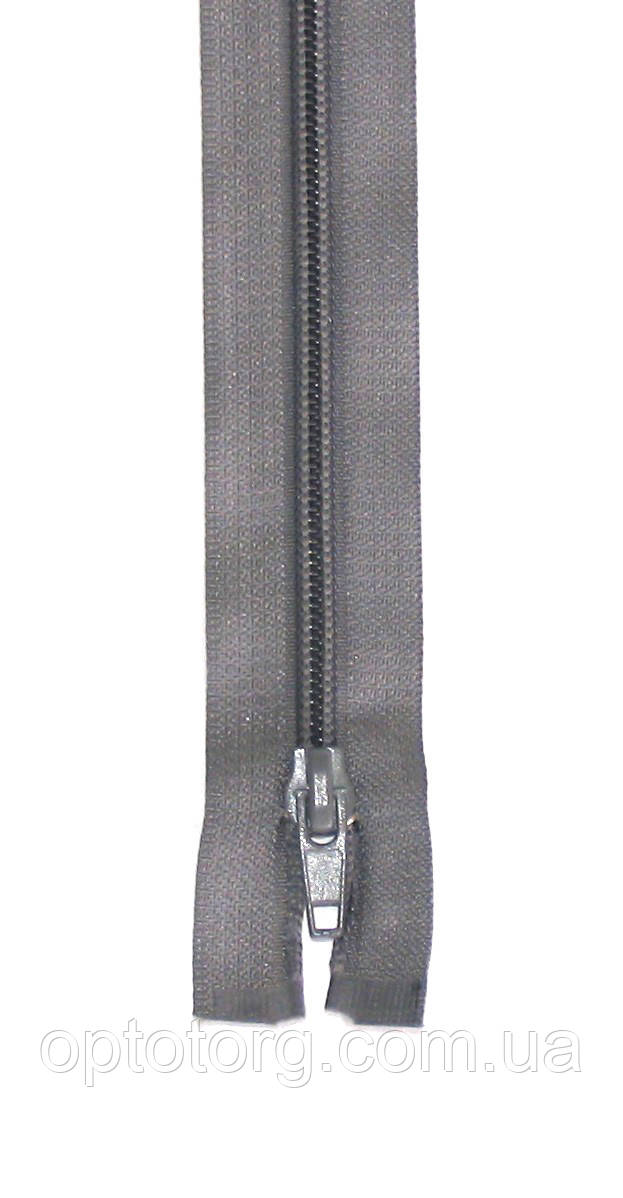 Спіральна блискавка Сіра 50см Тип 5 роз'ємна пластикова с одним бігунком