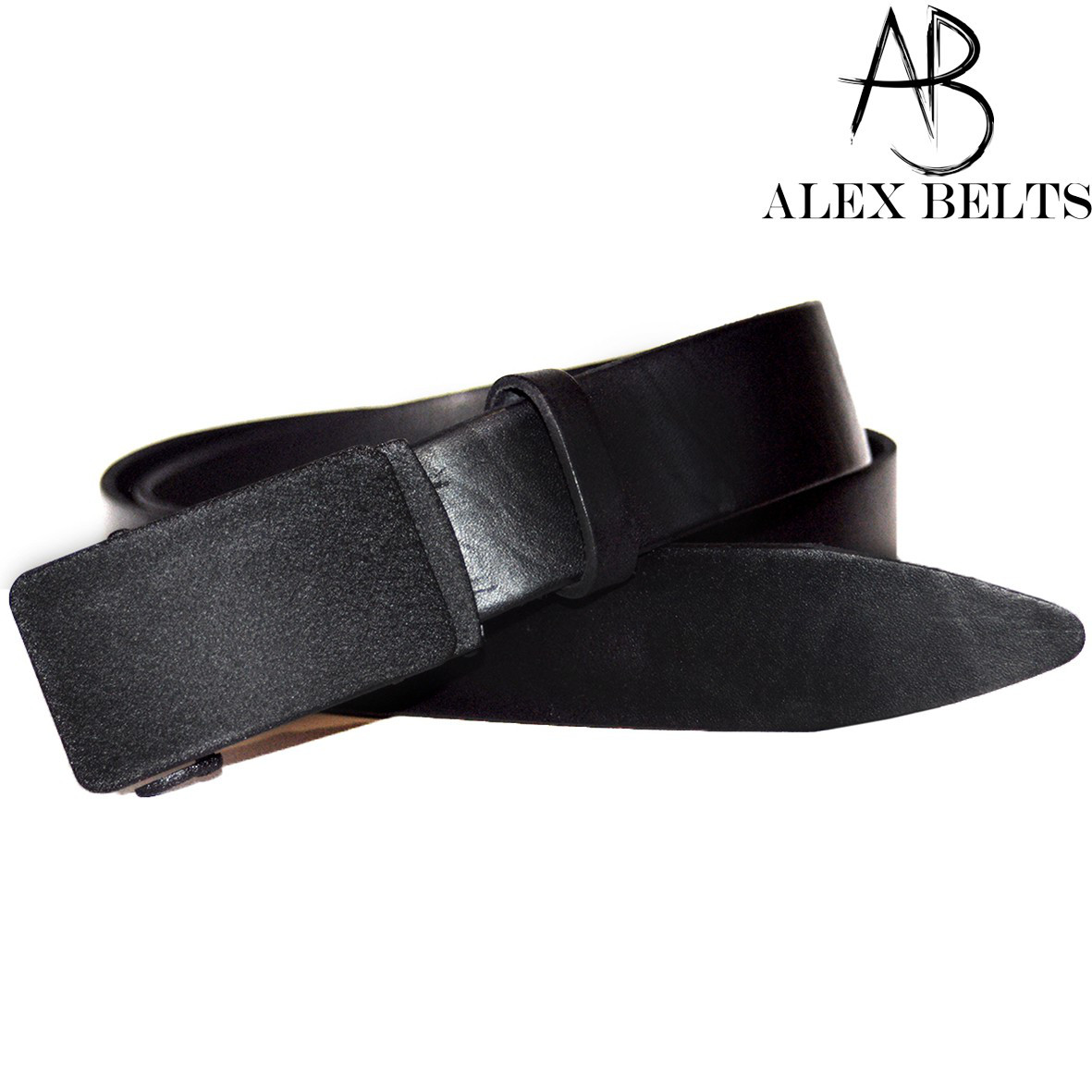 Чоловічий брючний ремінь (чорний) шкіряний з пряжкою автомат 35 мм