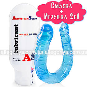 Фалоїмітатор вагінальний анальний фалолос для двох + Мастило універсальне з антисептик 115 ml