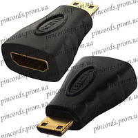 Переходник штекер mini HDMI - гнездо HDMI, "позолоченный", корпус пластик