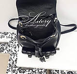 Жіночий чорний рюкзак зі шкіри та пітона, фото 2
