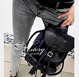Жіночий чорний рюкзак зі шкіри та пітона, фото 3