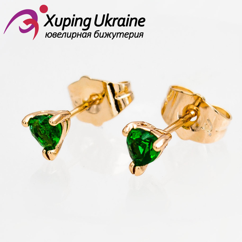 Сережки-цвяшки Xuping 0,4 см лимонна позолота зелений (Медицинське золото) 524148(1)