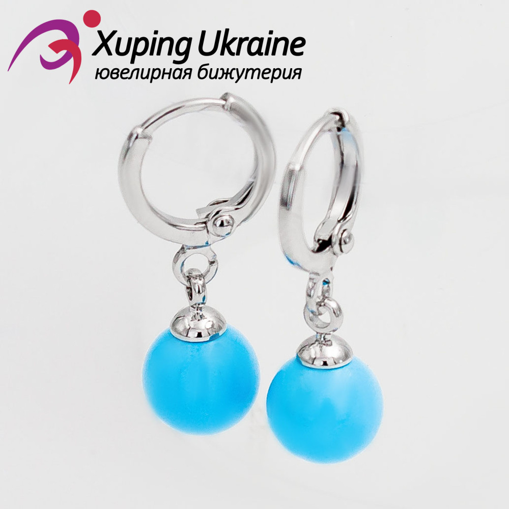 Сережки Xuping родіум "Блакитна перлина" (Медичне золото) 624091/2(2)