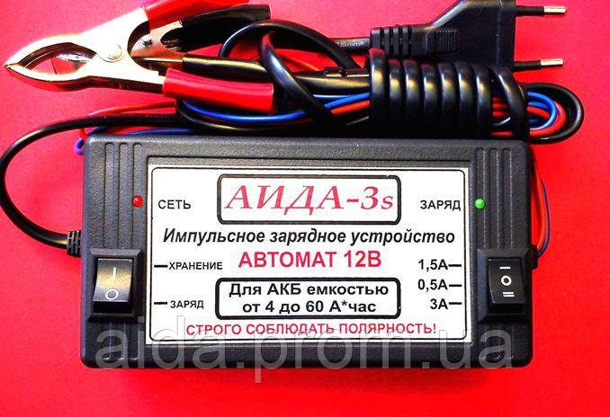 Зарядное АИДА УП-12 автоматическое десульфатирующее для 12В АКБ 4-20А*час (мото и др. минитехника) - фото 2 - id-p196470