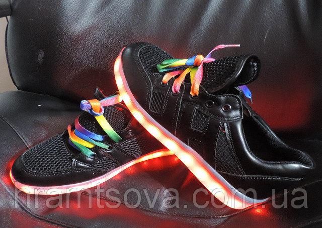 Светящиеся детские кроссовки. LED кроссовки с зарядкой от USB, ЭКО кожа. - фото 2 - id-p526229433