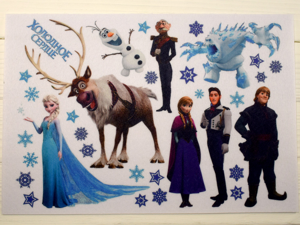Фетр з принтом Холодне серце - Frozen (Корейський жорсткий 2 мм)