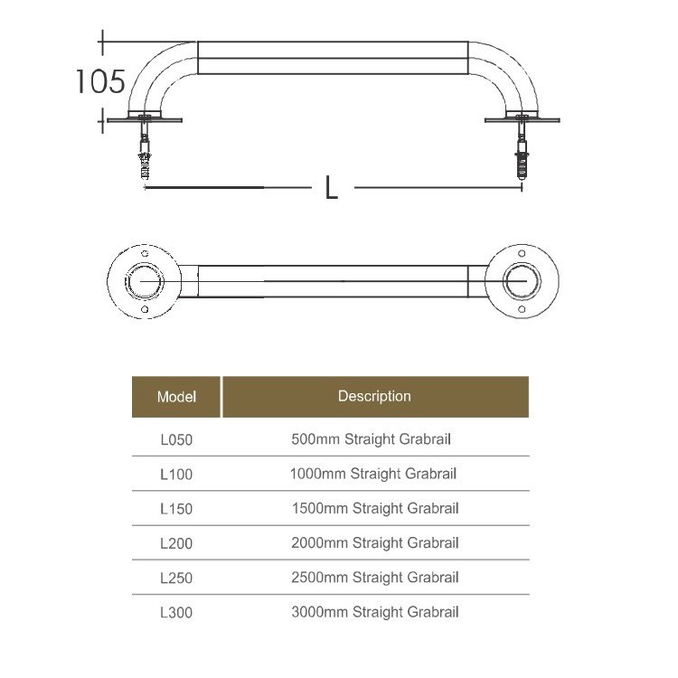 Поручень для бассейна Emaux L300 (300 см), AISI-304 - фото 3 - id-p718246769