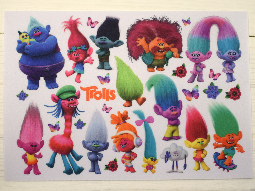 Фетр з принтом Тролі - Trolls (Корейський жорсткий 1,2 мм)