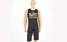 Компресійна чоловіча майка Under Armour Blood Sweat CO-040-1 (PL, бавовна, M-2XL-170-185cм, чер)