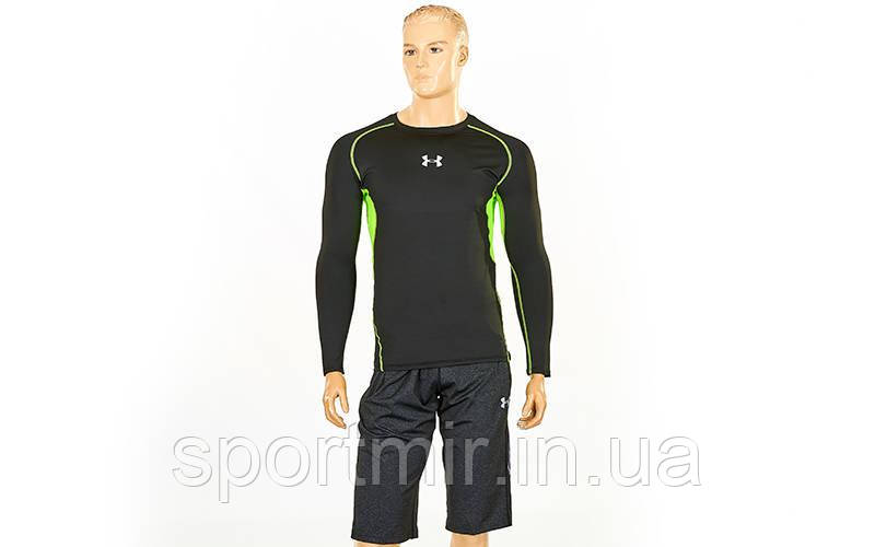 Компресійна чоловіча футболка з довгим рукавом Under Armour K-704-3 (M-2XL-165-185 см, чер-сал), фото 1