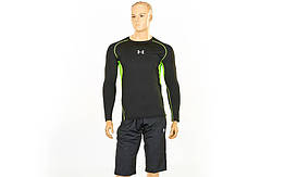 Компресійна чоловіча футболка з довгим рукавом Under Armour K-704-3 (M-2XL-165-185 см, чер-сал)