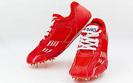 Шиповки бігові ASICS S-2006-R (р-р 35-44) (верх-PL, PVC, підошва-RВ,метал,8 шипів, червоний)