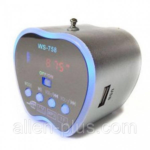 Радіоприймач WSTER WS-758, FM 87-108 Mhz, USB/microSD, mp3, акумулятор вбудований