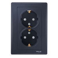 SDN3000470 Розетка подвійна із заземленням і шторками, графіт Schneider Electric Sedna