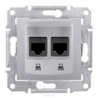 Розетка комп'ютерна RJ45 кат.5е UTP, 2-гнесда, алюміній Schneider Electric Sedna (SDN4400160)