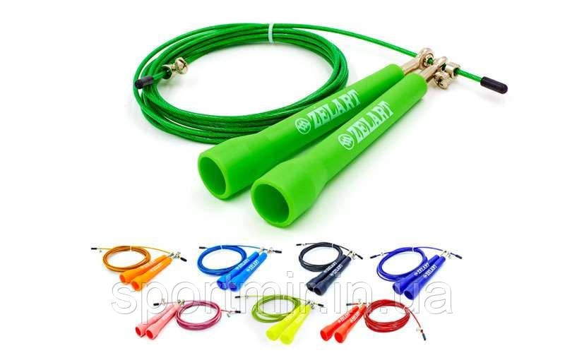 Скакалка швидкісна Кросфіт із шарнірним підшипником і сталевим тросом FI-5101 (l-2,75м, d-3 мм), фото 1