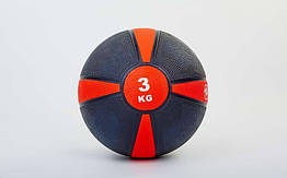 М'яч медичний (медбол) FI-5122-3 3 кг (гума, d-21,5 см, чорний-червоний)