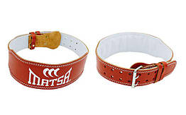 Пояс атлетичний шкіряний MATSA MA-0068 (шир-4in (10 см), р-р M-XXL-102-112 см, з підкладкою для спини)