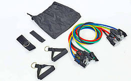 Еспандер Resistance Band багатофункціональний 5 джгутів ET-501 (5 есп,кріп. на двері, 2 колодки, 2 лямки)