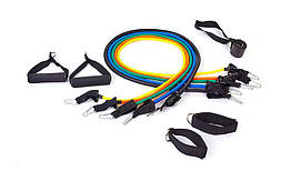 Еспандер Resistance Band багатофункціональний 5 джгутів FI-6333 (5 есп.кріп. на двері, 2 ручки, 2 лямки)