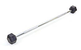 Штанга фіксована пряма прогумована Rubber Hexagon Barbell 20 кг TA-6230-20 (гриф l-95 см)