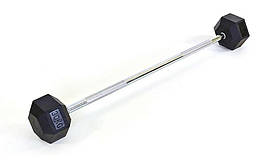 Штанга фіксована пряма прогумована Rubber Hexagon Barbell 30 кг TA-6230-30 (гриф l-95 см)