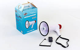 Гучномовець (МЕГАФОН) HW-20B-A-USB (пластик, d-19,5см, l-32,3см, 30W, з мікрофоном, на бат (6C),USB вхід)