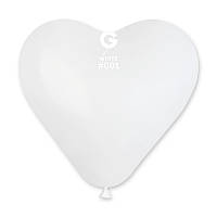 Воздушные шары сердце 10"(25 см) 01 Белый пастель В упак: 100шт. ТМ "Gemar" Италия