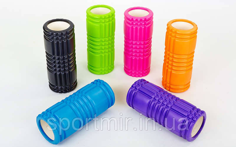 Ролер масажний (Grid Roller) для йоги, пілатесу, фітн. FI-6277 (d-14,5 см, l-33 см, кольори в асортименті), фото 1