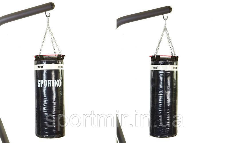 Мішок боксерський Циліндр із кільцем ПВХ h-75 см Бочечка SPORTKO MP-6-1 (гум.крош, тирса,d-29 см,вага — 15 кг), фото 1